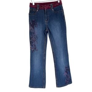 VTG Y2K Mary-Kate and Ashle Girls Flare Jeans Size 14 Blue Embroidered